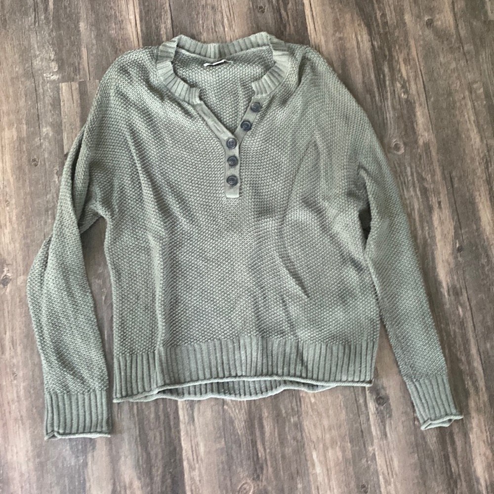 Open Knit Henley Sweater